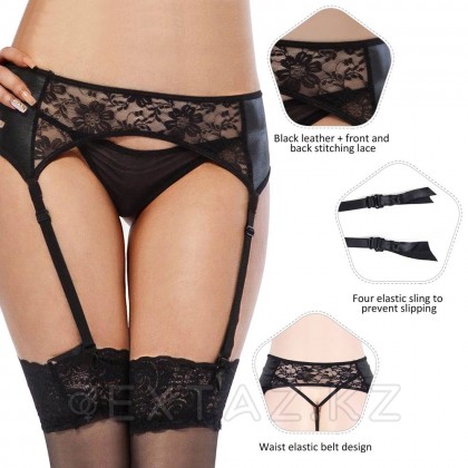 Пояс для чулок с кружевной вставкой Sensual черный (XL) от sex shop Extaz фото 8