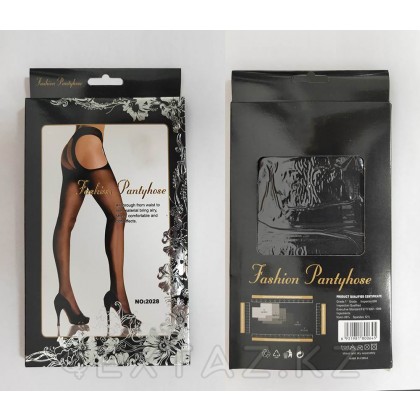 Сексуальные черные колготки с имитацией подвязок (XS-M) от sex shop Extaz фото 2