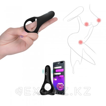 Двойное эрекционное кольцо Rise от Magic Motion черное от sex shop Extaz фото 9