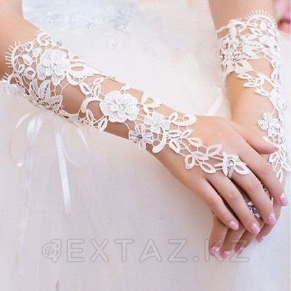 Перчатки белые со стразами  от sex shop Extaz