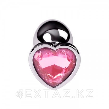 Металлическая анальная пробка - цвет серебро, розовый кристалл, размер M от sex shop Extaz фото 2