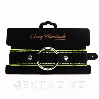 Ошейник с мягкой зеленой подкладкой Crazy Handmade от sex shop Extaz