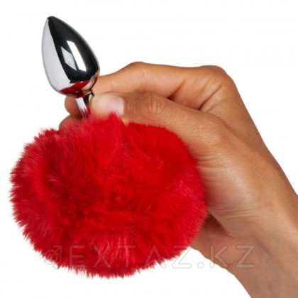 Металлическая анальная пробка с красным хвостиком Fluffy от Alive (7*3,2 см.) от sex shop Extaz фото 2