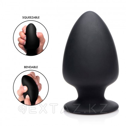 Большая мягкая анальная пробка Squeeze-It Silicone Anal Plug Large, L, черный, 13.2х7.6 см от sex shop Extaz фото 2