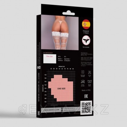 Чулки в мелкую сетку ROSA VINTAGE с рисунком сзади S/L белые от sex shop Extaz фото 3