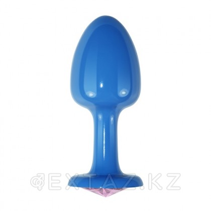 Голубая анальная пробка с розовым кристаллом от sex shop Extaz фото 2