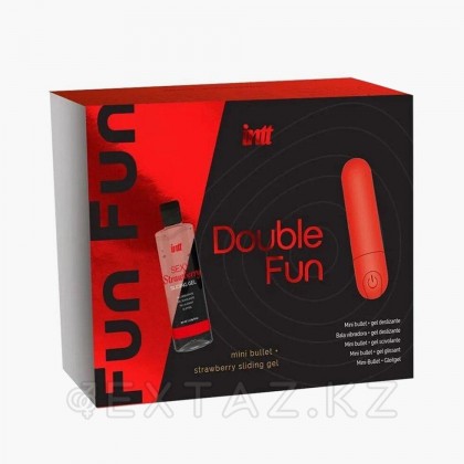 Набор от Intt DOUBLE FUN: вибропуля и лубрикант с клубничным ароматом, 50 мл от sex shop Extaz фото 2