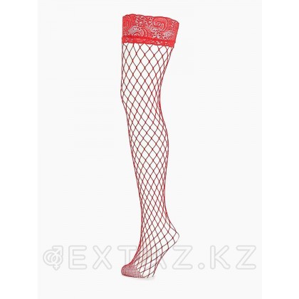 Чулки красные в крупную сетку с кружевной резинкой (Sense) (S/M) от sex shop Extaz фото 2