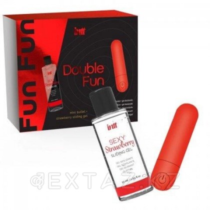 Набор от Intt DOUBLE FUN: вибропуля и лубрикант с клубничным ароматом, 50 мл от sex shop Extaz