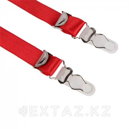 Пояс красный для чулок с ремешками на клипсах (XL-2XL) от sex shop Extaz фото 7