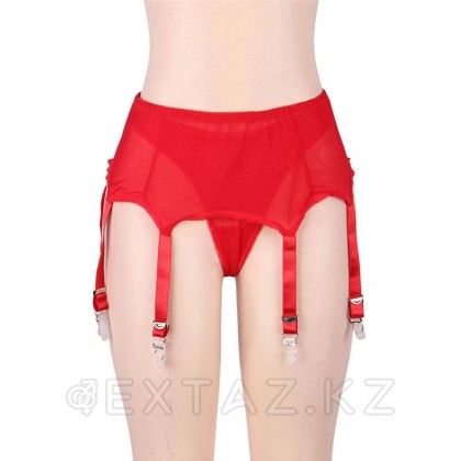Пояс красный для чулок с ремешками на клипсах (3XL-4XL) от sex shop Extaz фото 9