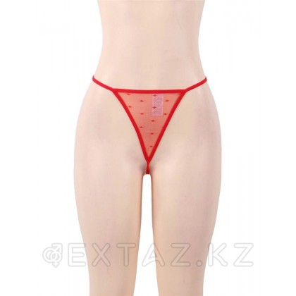 Сексуальное красное белье с подвязками и стрингами (XL-2XL) от sex shop Extaz фото 7