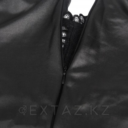 Кожаное платье с кружевом на груди (+ стринги, 3XL-4XL) от sex shop Extaz фото 7