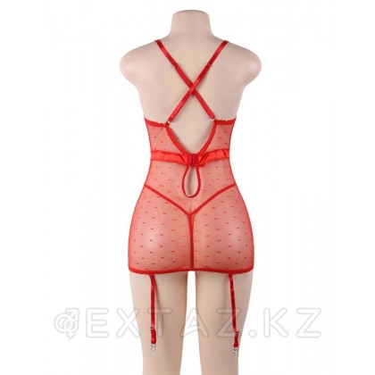 Сексуальное красное белье с подвязками и стрингами (XL-2XL) от sex shop Extaz фото 6