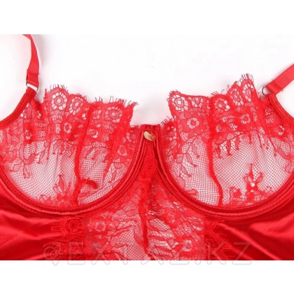 Элегантное красное белье: корсет с подвязками для чулок и G стринги (M-L) от sex shop Extaz фото 7