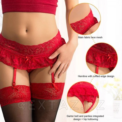 Пояс для чулок кружевной Red Sexy Bow (3XL) от sex shop Extaz фото 5