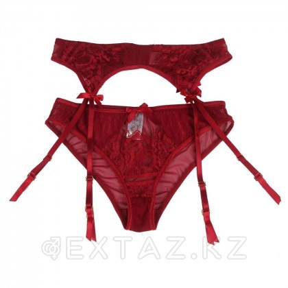 Пояс для чулок с ремешками и трусики красные Flower&bow (3XL-4XL) от sex shop Extaz фото 8