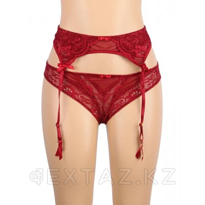 Трусики и пояс для чулок с ремешками красные Sexy Exquisite Lace (3XL-4XL) от sex shop Extaz фото 7
