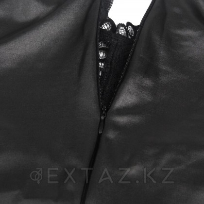Кожаное платье с кружевом на груди (+ стринги, XS-S) от sex shop Extaz фото 4