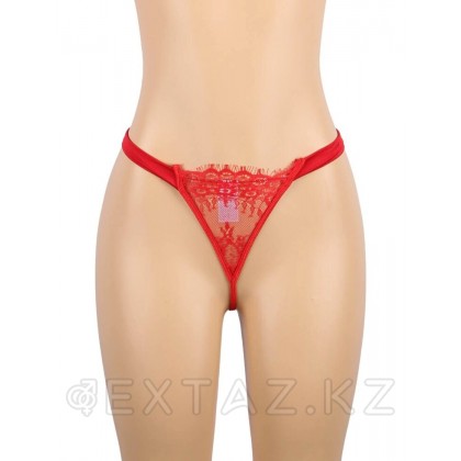 Элегантное красное белье: корсет с подвязками для чулок и G стринги (3XL-4XL) от sex shop Extaz фото 6
