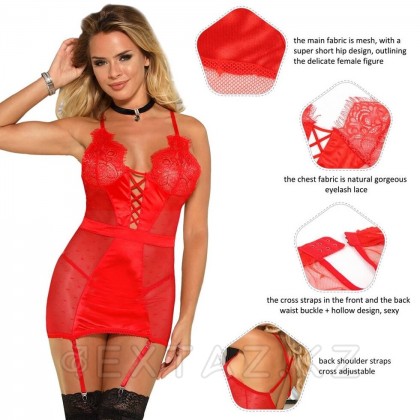 Сексуальное красное белье с подвязками и стрингами (M-L) от sex shop Extaz фото 5