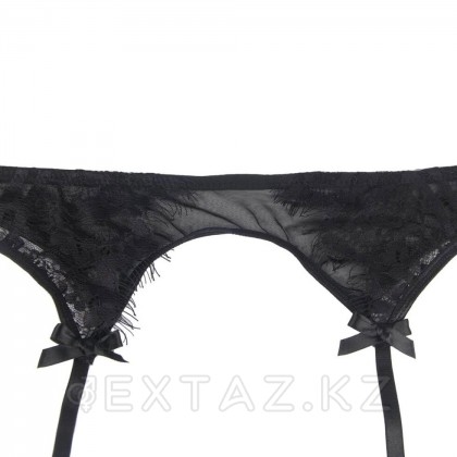 Пояс для чулок с ремешками и трусики черные Flower&bow (3XL-4XL) от sex shop Extaz фото 9