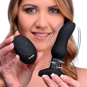 Анальная вибропробка с дистанционным управлением Rimmers Slim M Curved Rimming Plug