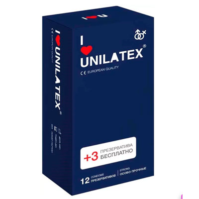 Презервативы Unilatex Extra Strong/особо прочные, 12 шт + 3 шт в подарок