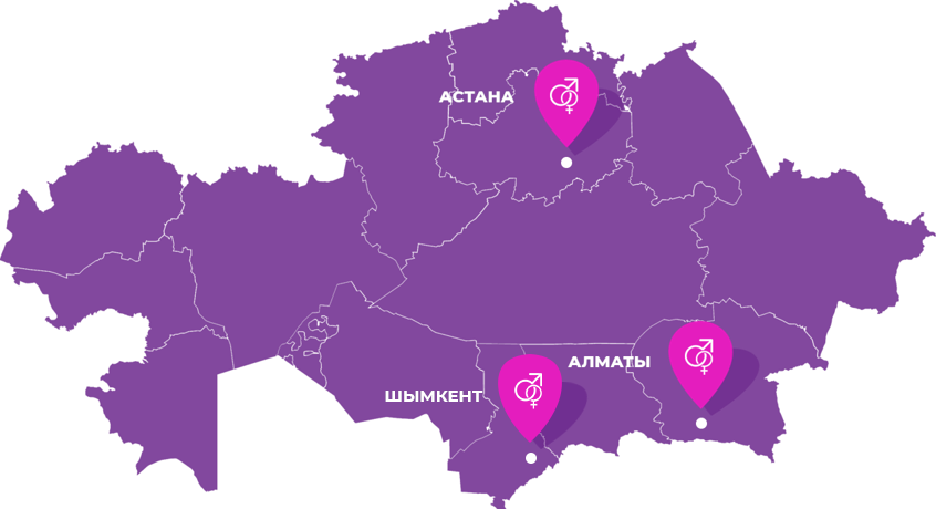 Карта присутствия Extaz.kz в Казахстане