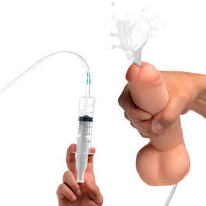 Фаллоимитатор с эякуляцией Loadz 8 Inch Squirting Dildo With Syringe, бежевый